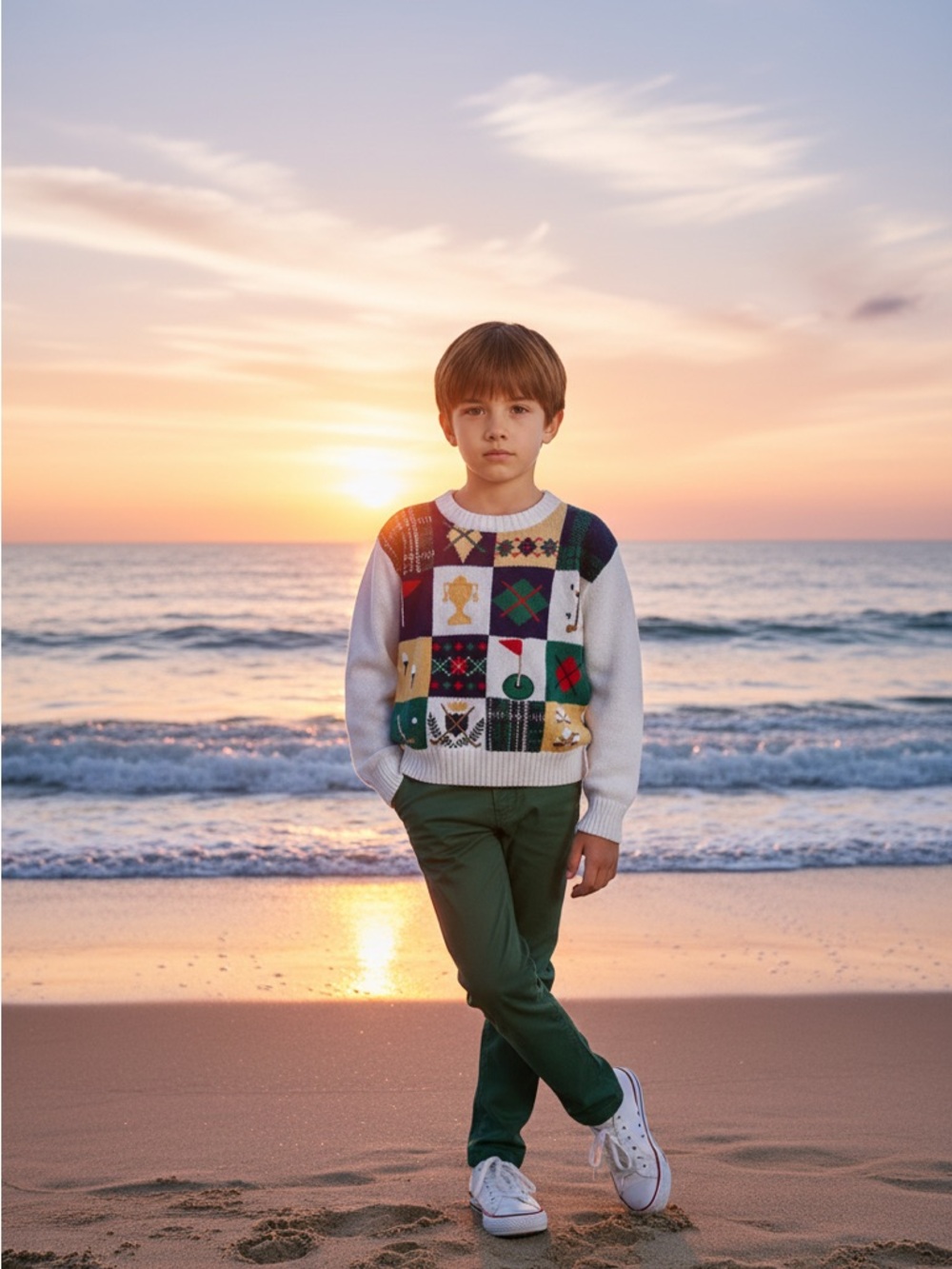 Vintage Kite Strings Embroidered Sweater